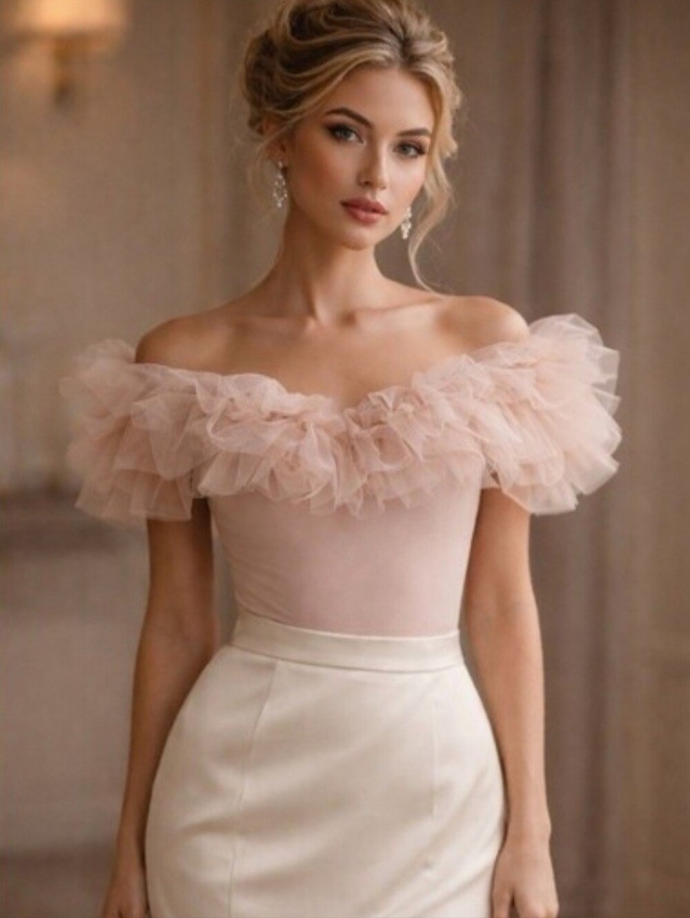 Intimately Free People S Dusty Pink Big Love Ballerina Tulle Ruffled Bodysuit